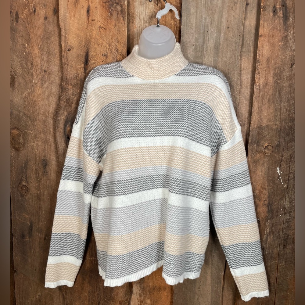 Verve Ami Mock Striped Turtleneck Sweater - size medium